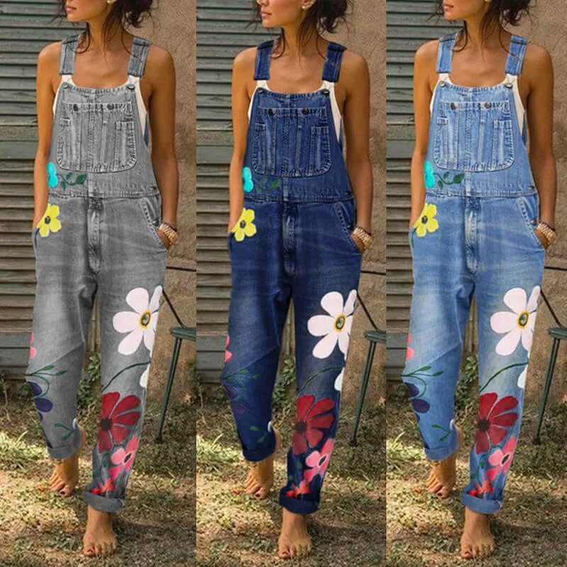 Revolt Women's Classic Denim Bib Overalls Juniors Denim Jumpsuit