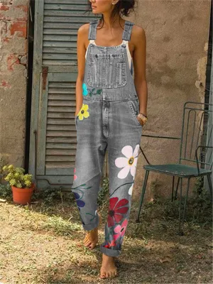 Revolt Women's Classic Denim Bib Overalls Juniors Denim Jumpsuit
