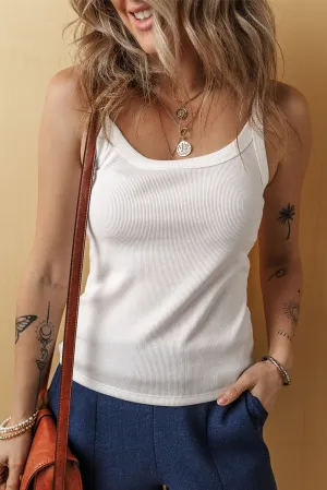 Ribbed Knit Scoop Neck Tank Top