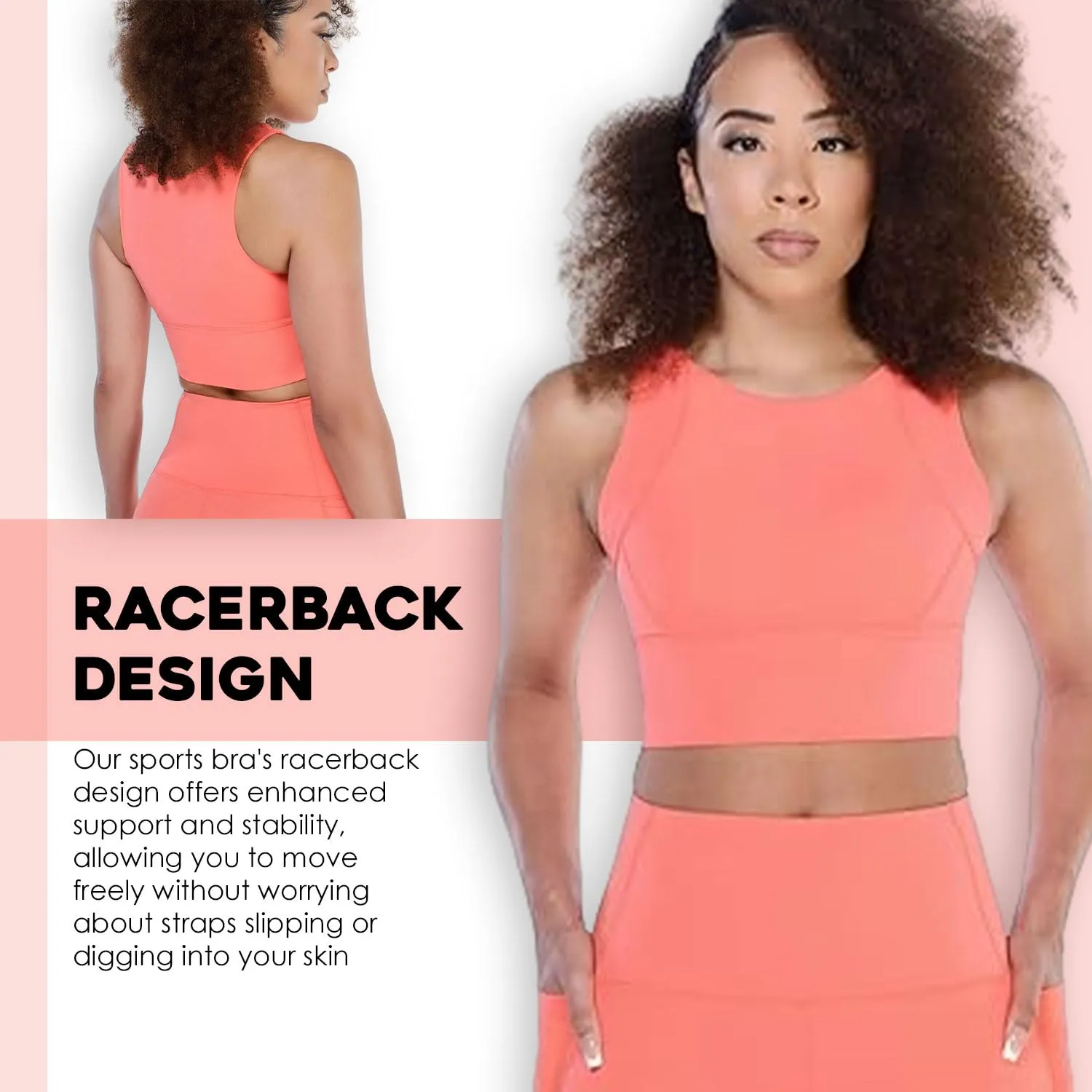 ROAM LOUD Yanta Tank Bra | Orange L | Racerback Women's Sports Bras | Flexible High Impact Compression Gym Sports Bra
