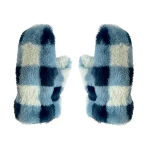 Rockahula Kids - Furry Checked Mittens Blue
