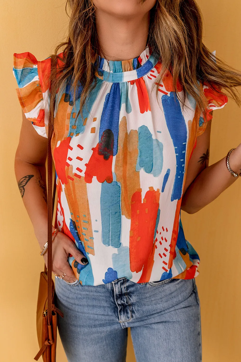 Ruffle Flutter Sleeve Tank Top