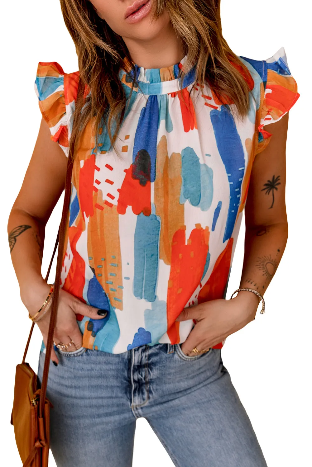 Ruffle Flutter Sleeve Tank Top