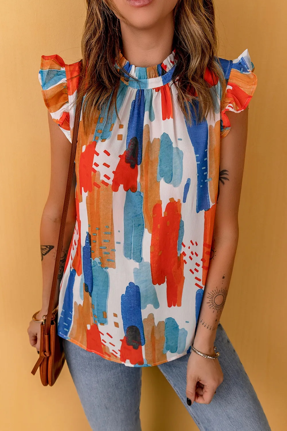 Ruffle Flutter Sleeve Tank Top