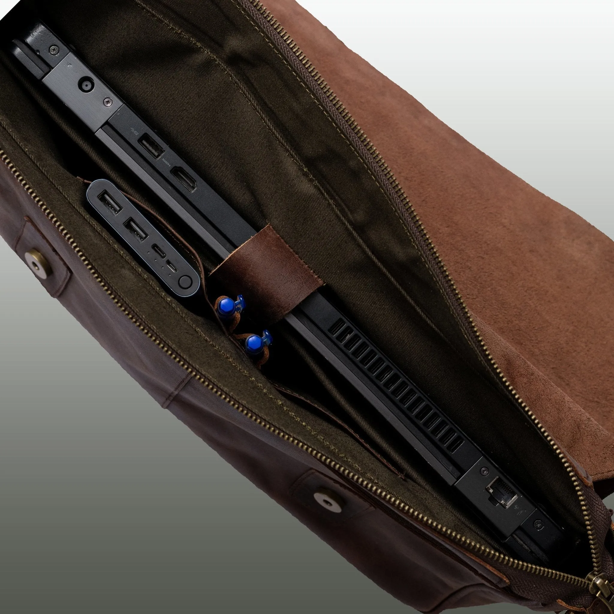 Rustic Distressed Brown Leather Laptop Messenger Bag for Men & Women