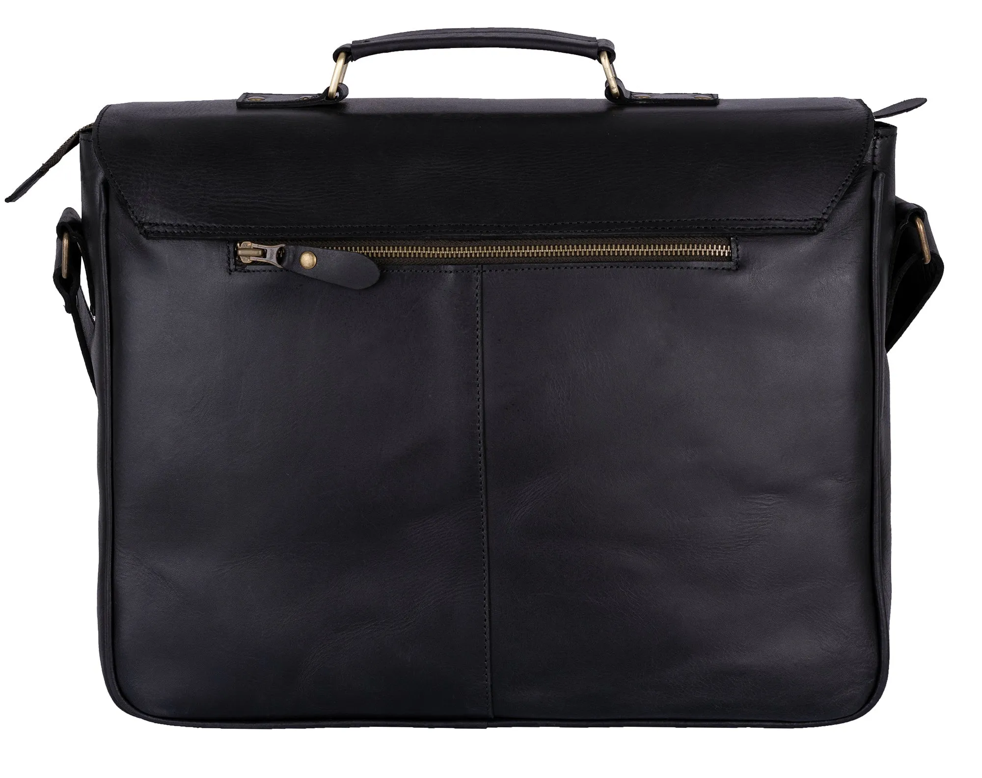Rustic Distressed Brown Leather Laptop Messenger Bag for Men & Women