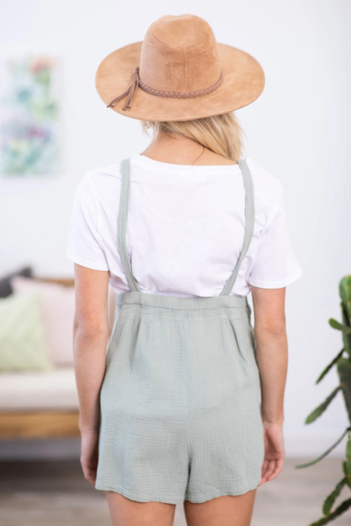 Sage Gauze Shortalls