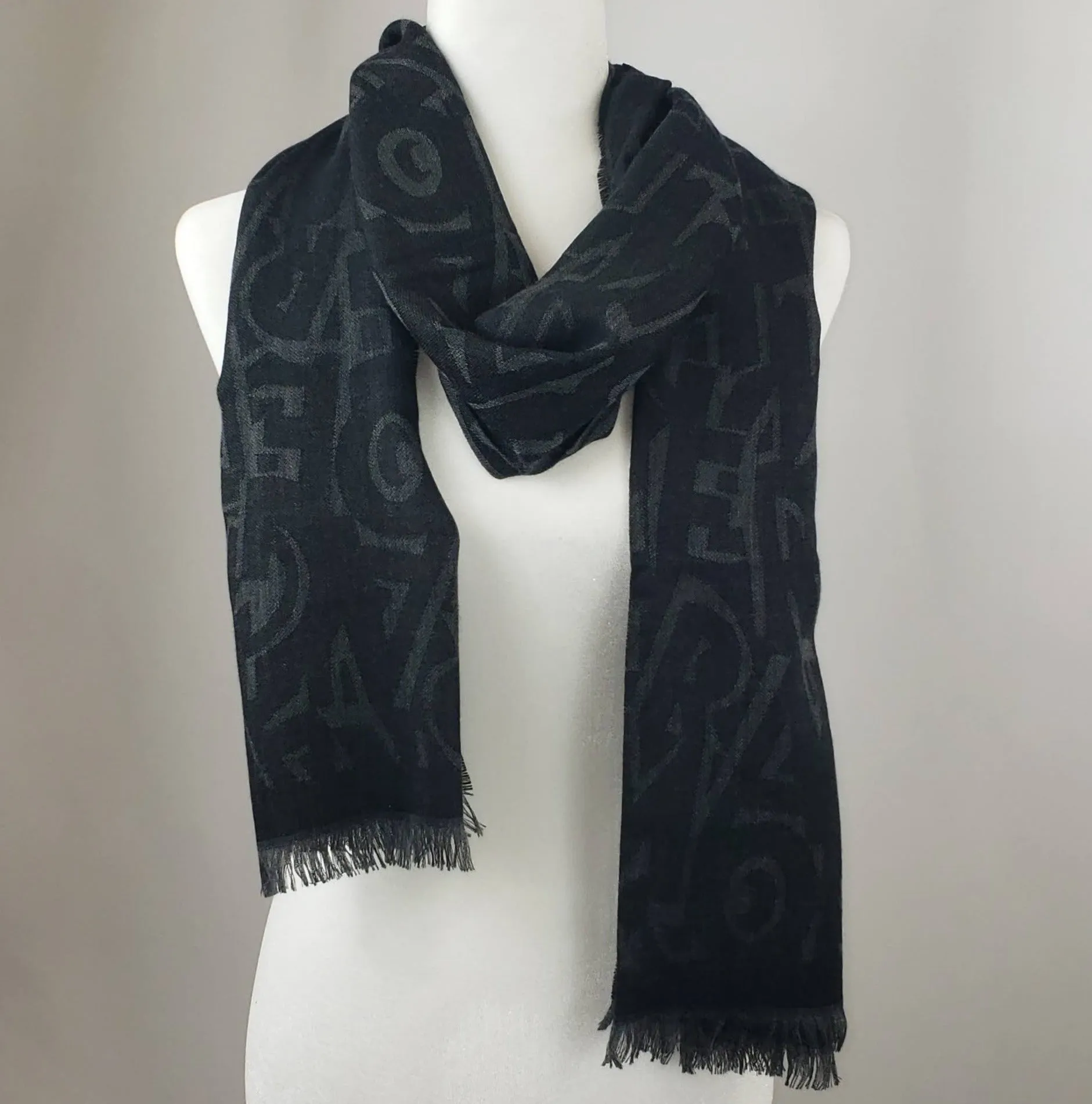 Salvatore Ferragamo Letters Scarf in Black