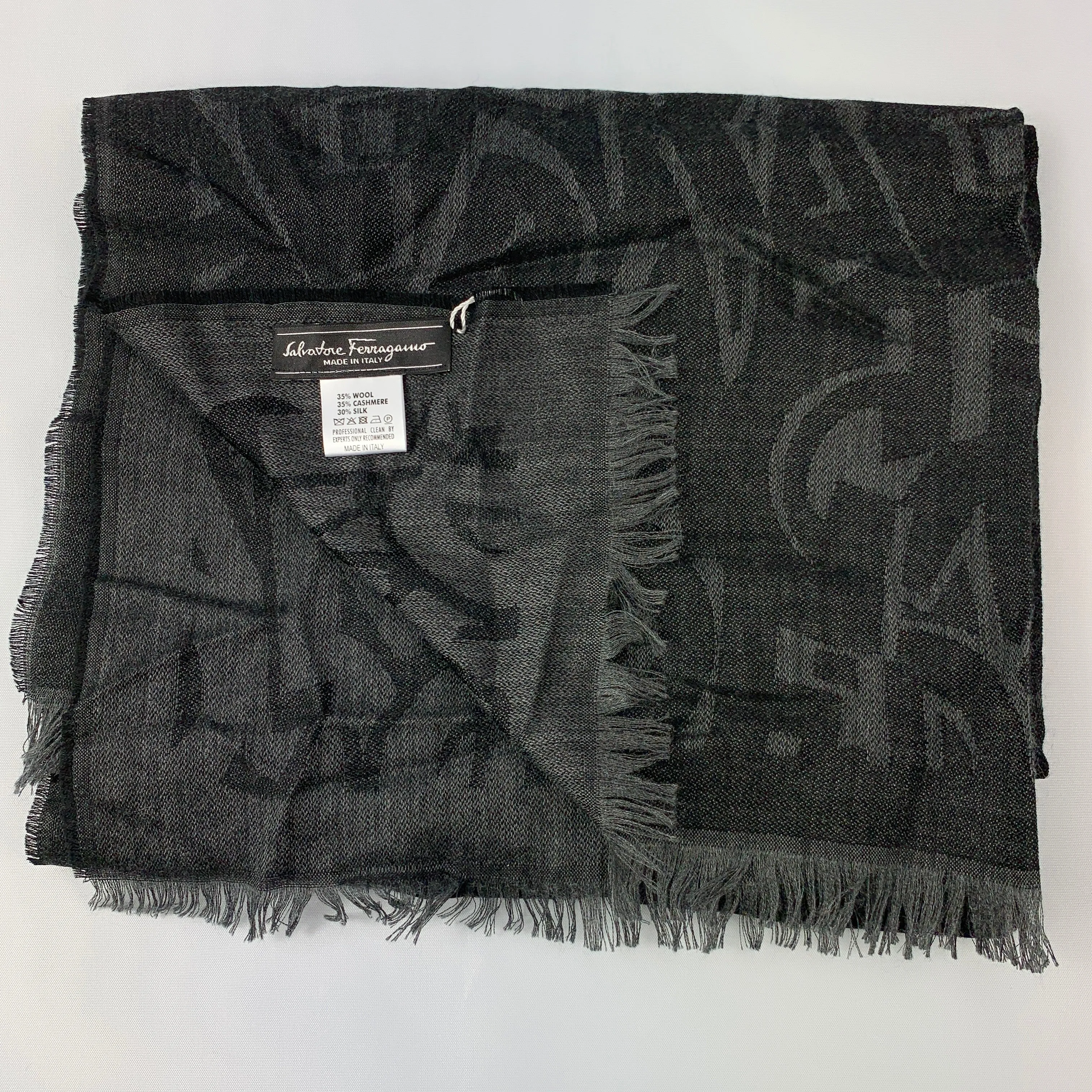 Salvatore Ferragamo Letters Scarf in Black
