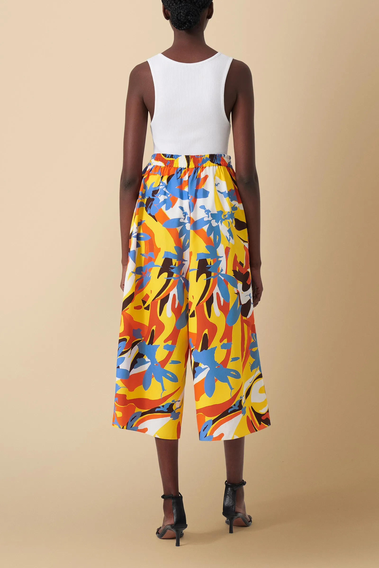 Seema Printed Geo-Floral Culottes in Cotton Poplin