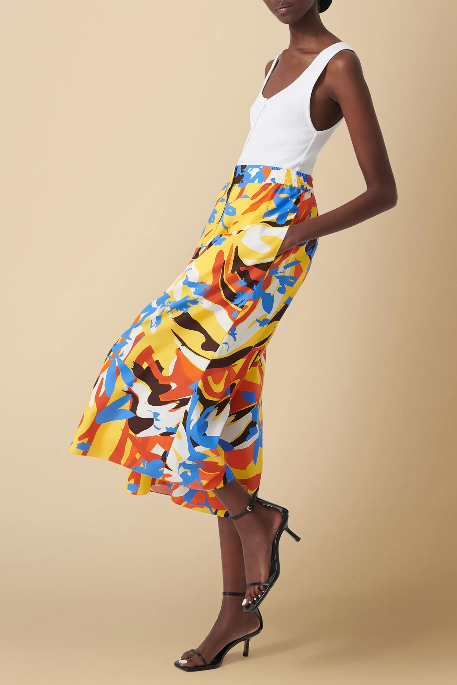 Seema Printed Geo-Floral Culottes in Cotton Poplin