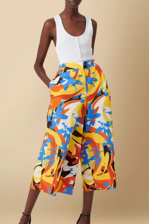 Seema Printed Geo-Floral Culottes in Cotton Poplin
