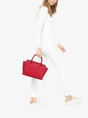 Selma Medium Saffiano Leather Satchel