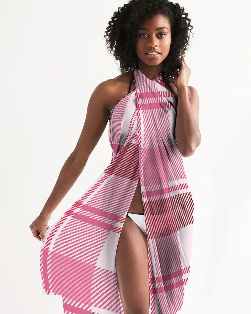 Sheer Plaid Pink Swimsuit Cover Up