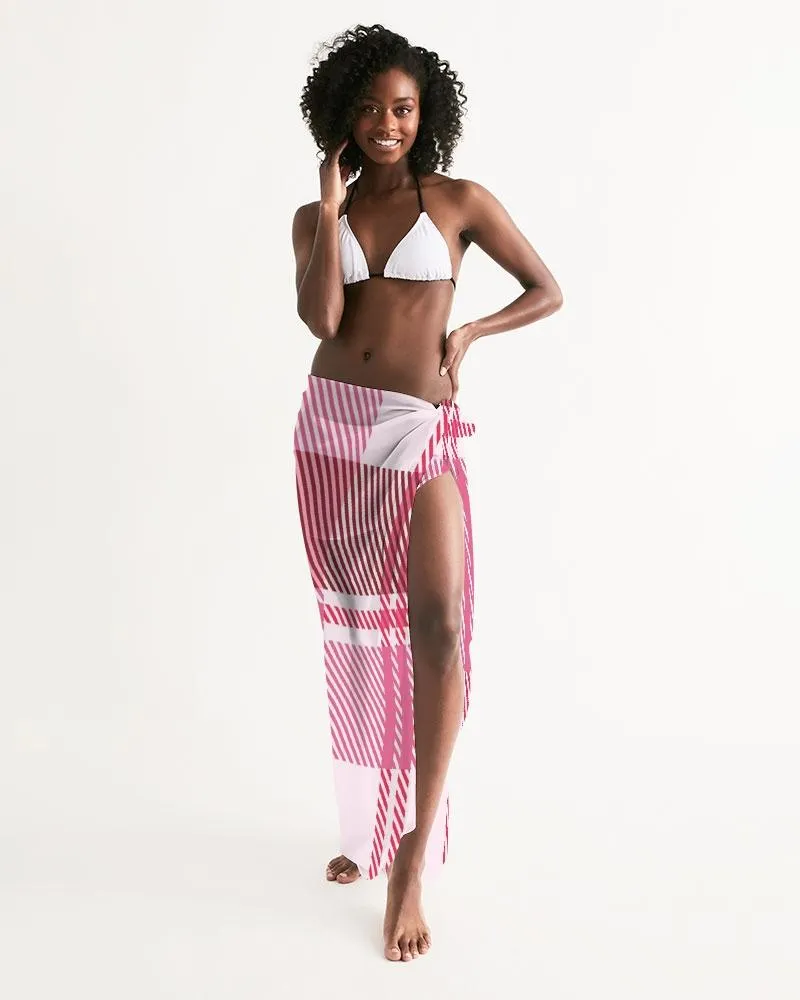 Sheer Plaid Pink Swimsuit Cover Up