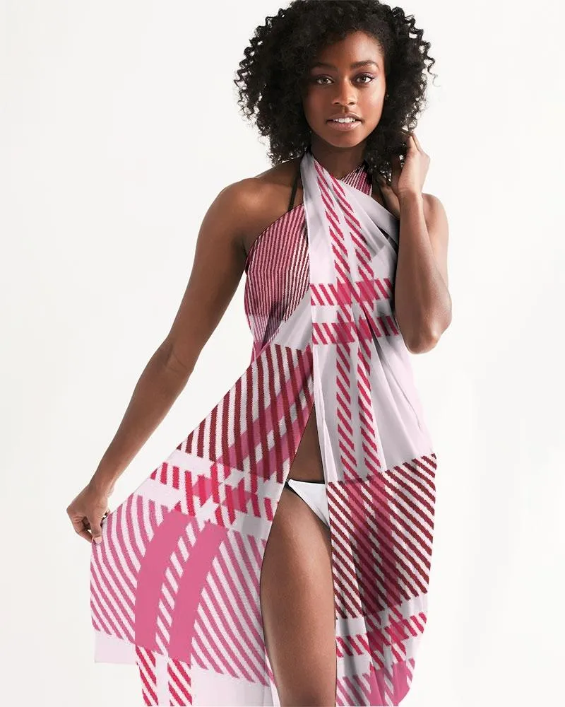 Sheer Plaid Pink Swimsuit Cover Up