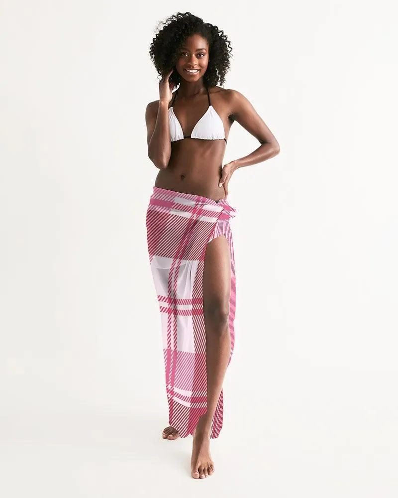 Sheer Plaid Pink Swimsuit Cover Up