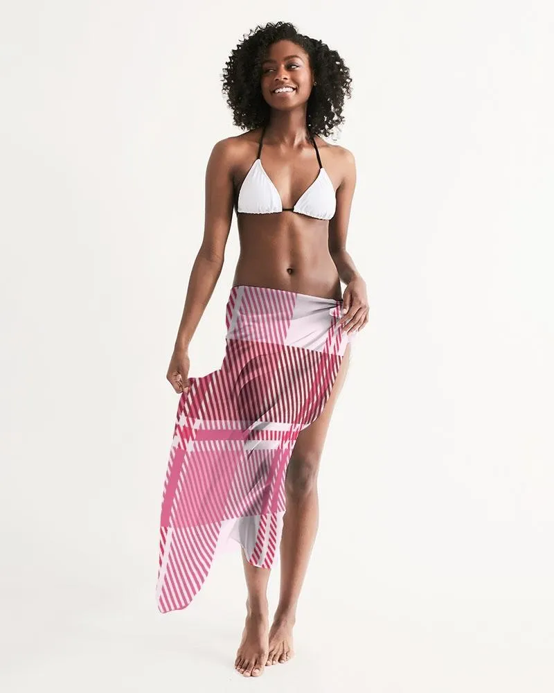 Sheer Plaid Pink Swimsuit Cover Up