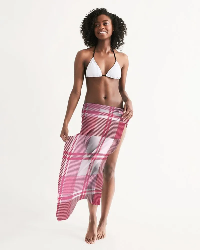 Sheer Plaid Pink Swimsuit Cover Up