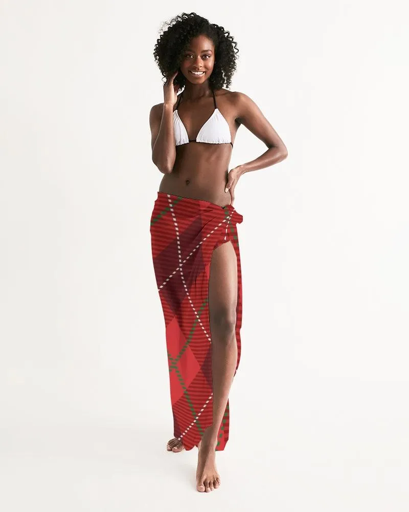 Sheer Plaid Red Swimsuit Cover Up