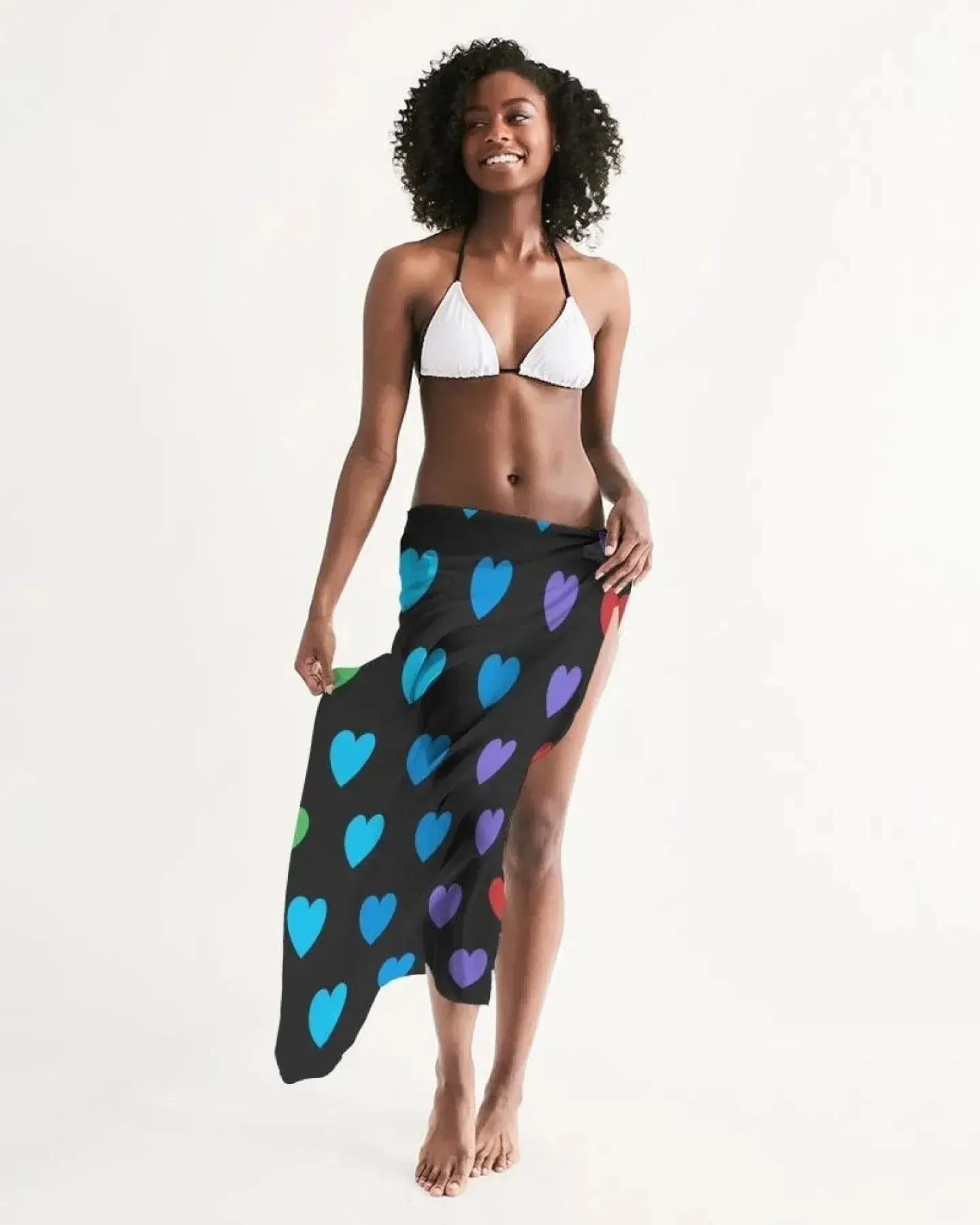 Sheer Rainbow Heart Swimsuit Cover Up