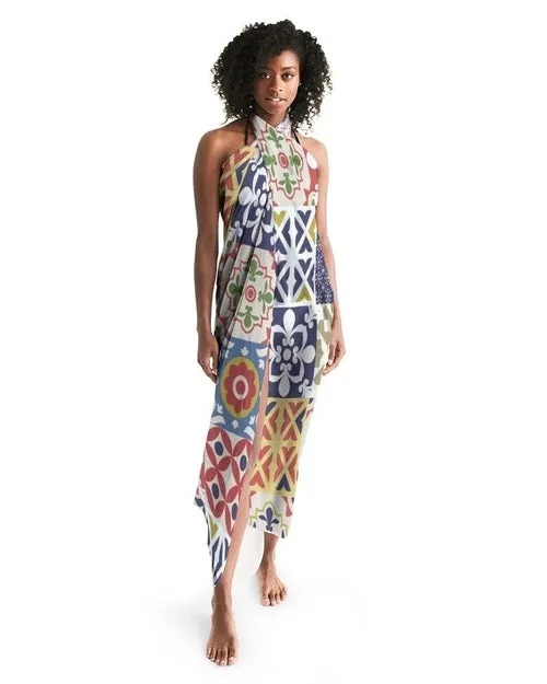 Sheer Swimsuit Cover Up Abstract Print Multicolor