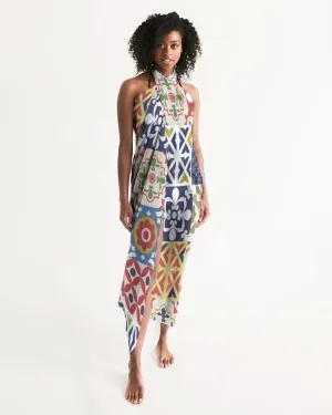 Sheer Swimsuit Cover Up Abstract Print Multicolor