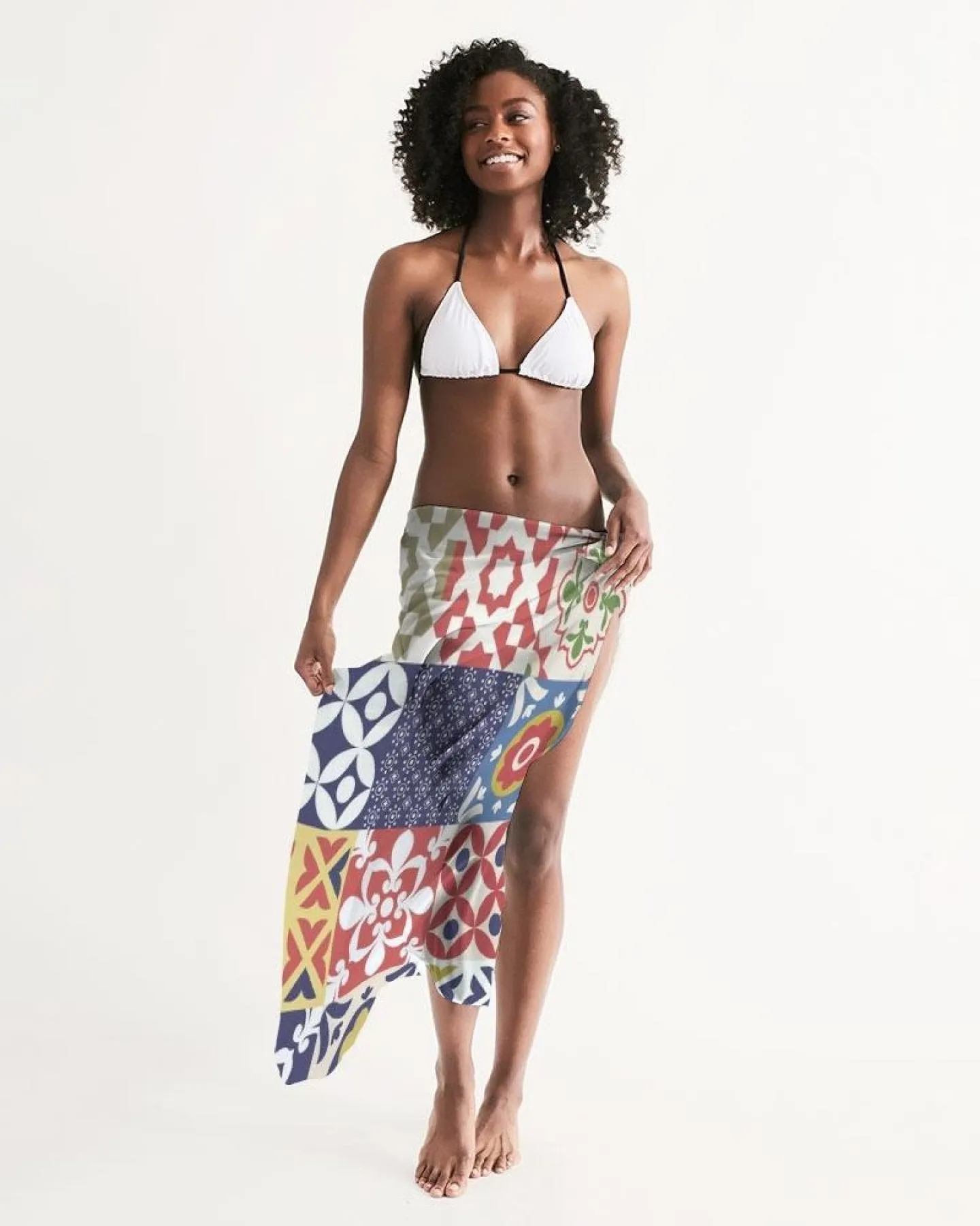 Sheer Swimsuit Cover Up Abstract Print Multicolor