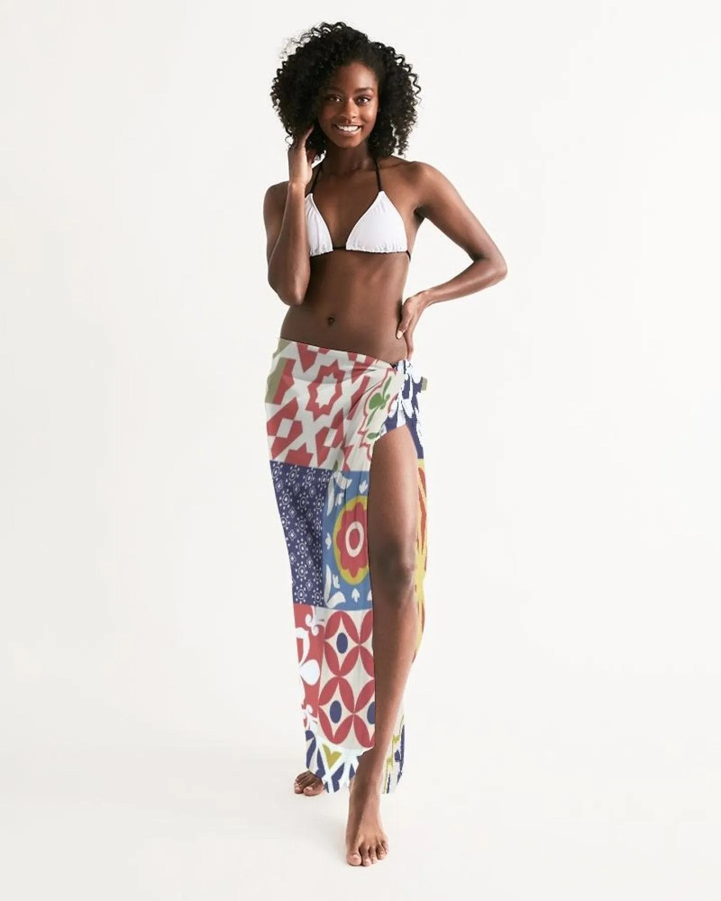 Sheer Swimsuit Cover Up Abstract Print Multicolor