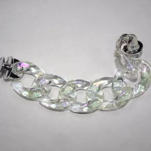 Shoe charm chain - Chrystal clear shaped links 22cm with spring clips