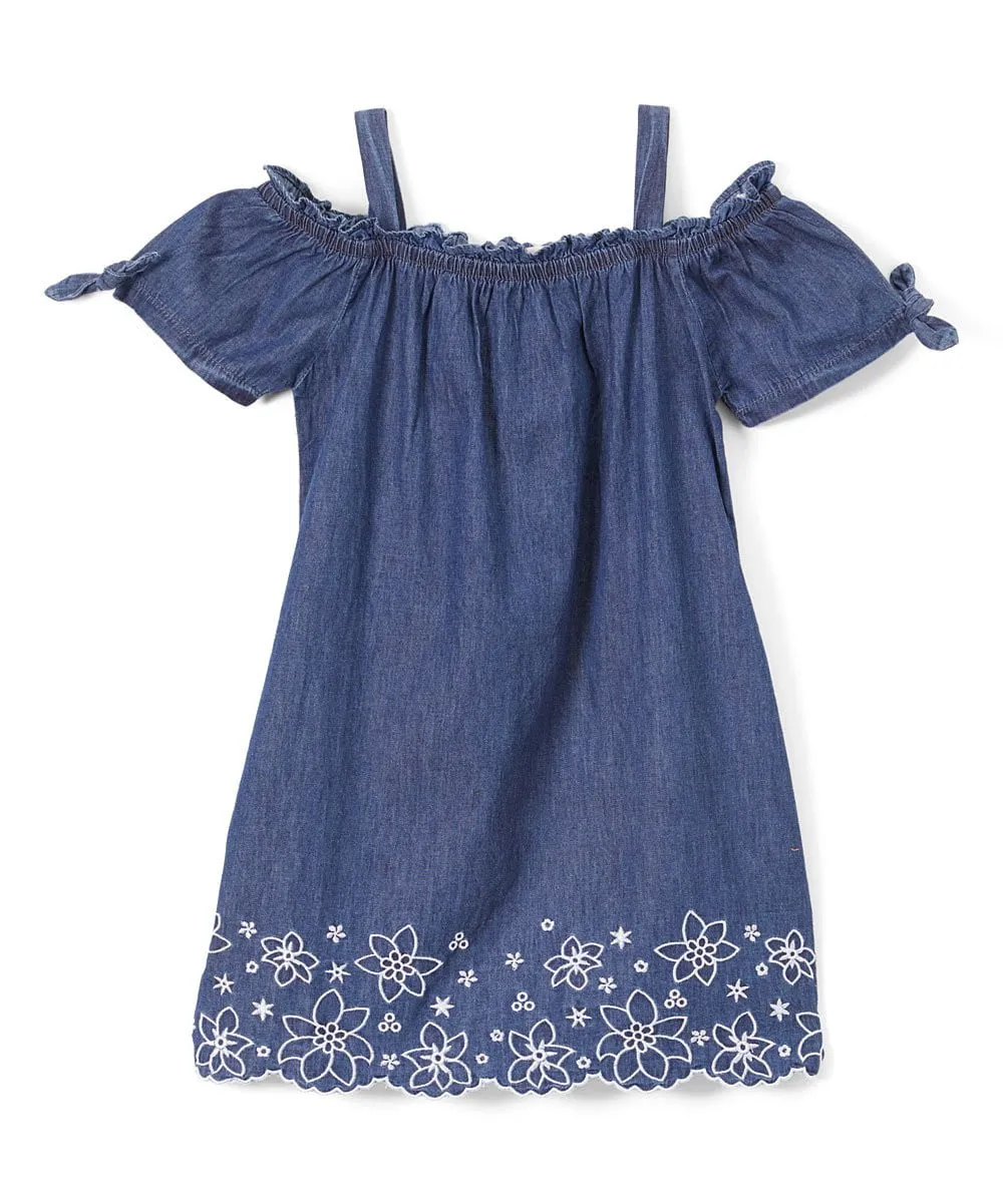 Side Flower Denim Dress 6/9m -8