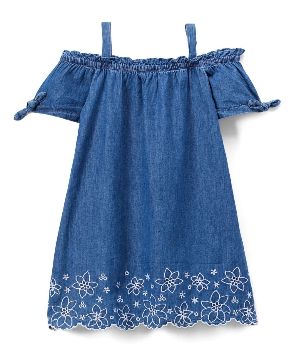 Side Flower Denim Dress 6/9m -8