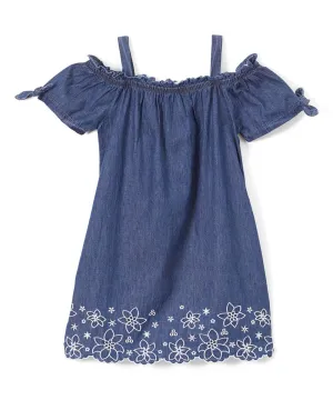 Side Flower Denim Dress 6/9m -8