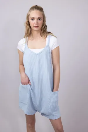 Simply Southern Urban Ribbed Knit Romper for Women in Ice Blue | PP-0125-ROMPER-KNT-ICE