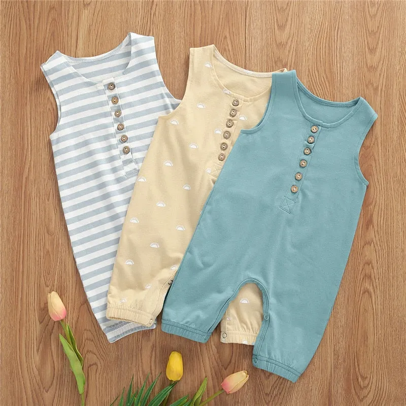 Sleeveless Baby Romper White