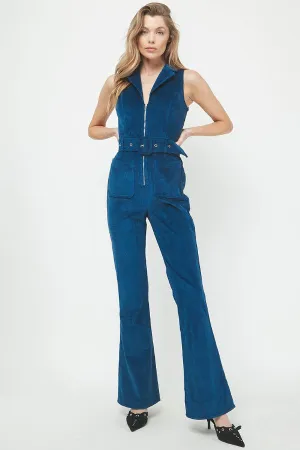 Sleeveless Corduroy Jumpsuit | Navy
