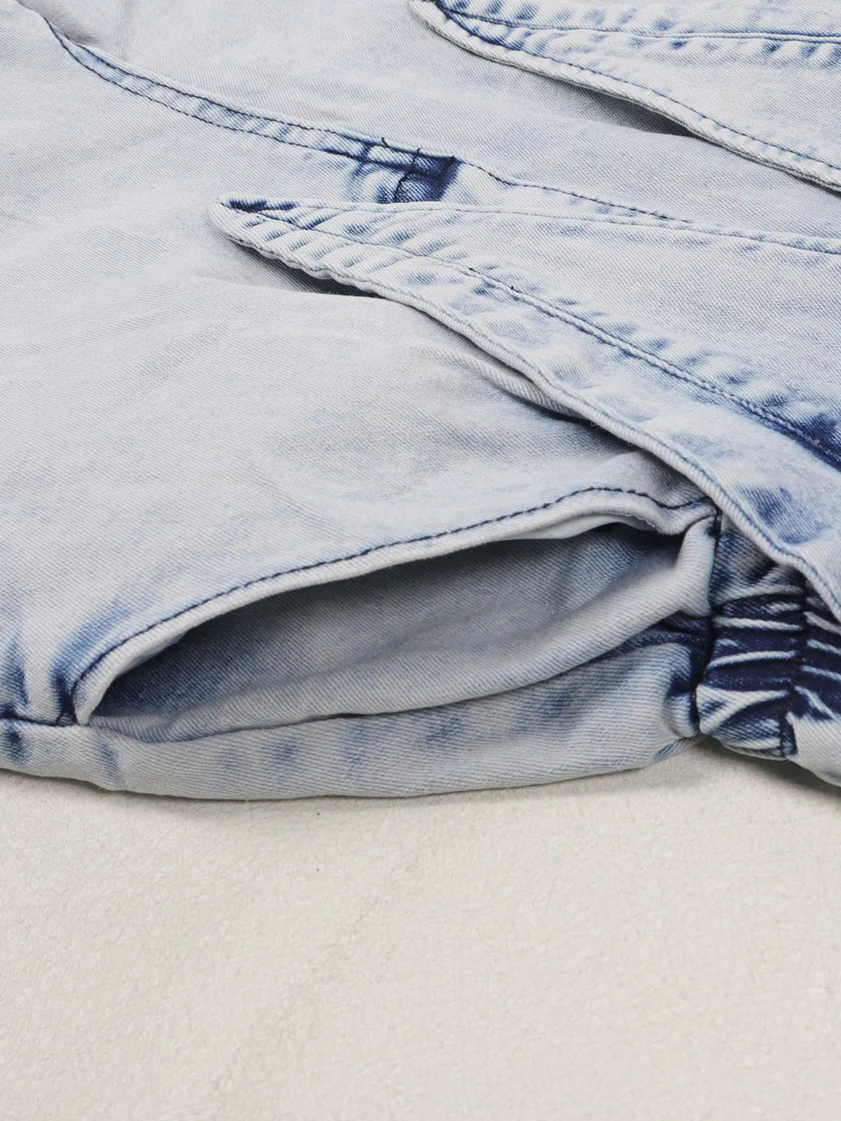 Sleeveless Elastic Waist Denim Romper