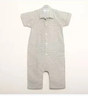 Sleeveless Romper Cehck Grey