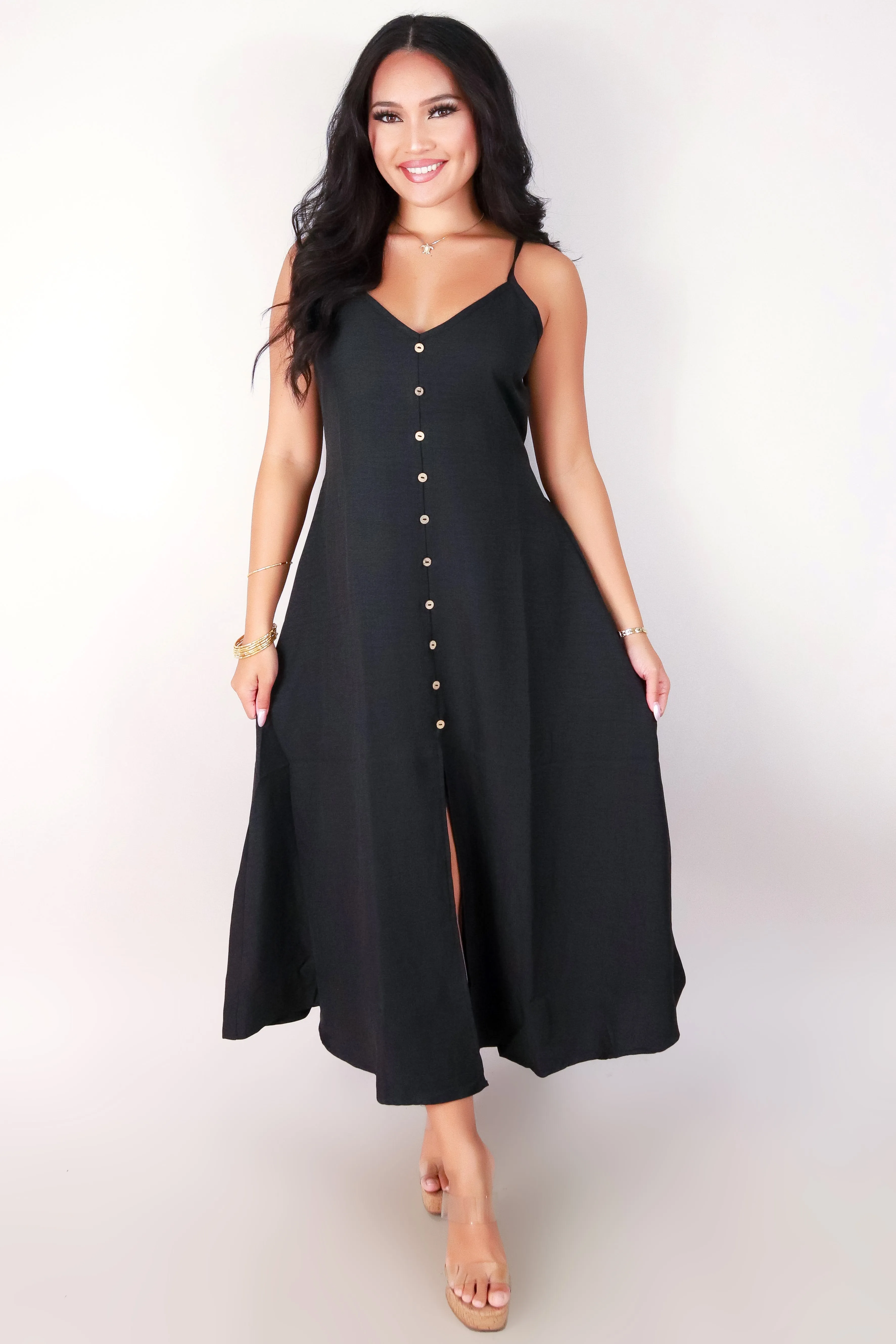 SLEEVELESS V-NECK MAXI DRESS