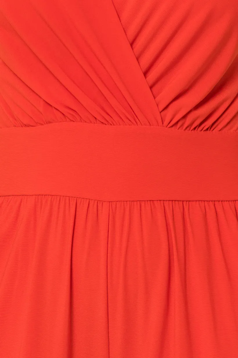 Sleeveless Waist Tie Jumpsuit - Poppy Red