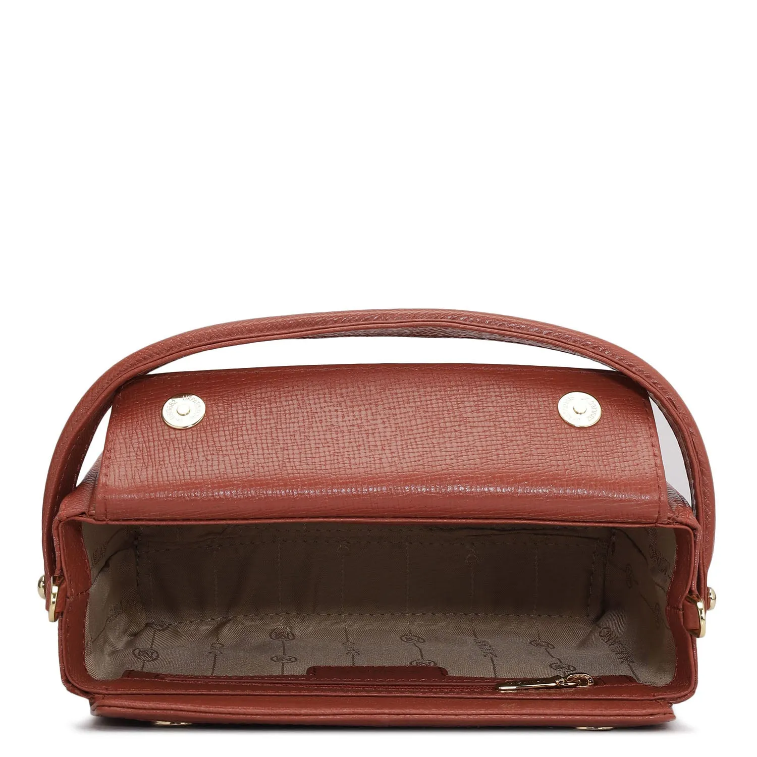 Small Monogram Leather Satchel - Brick