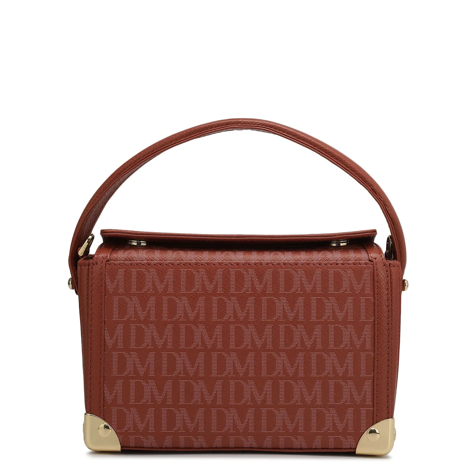 Small Monogram Leather Satchel - Brick