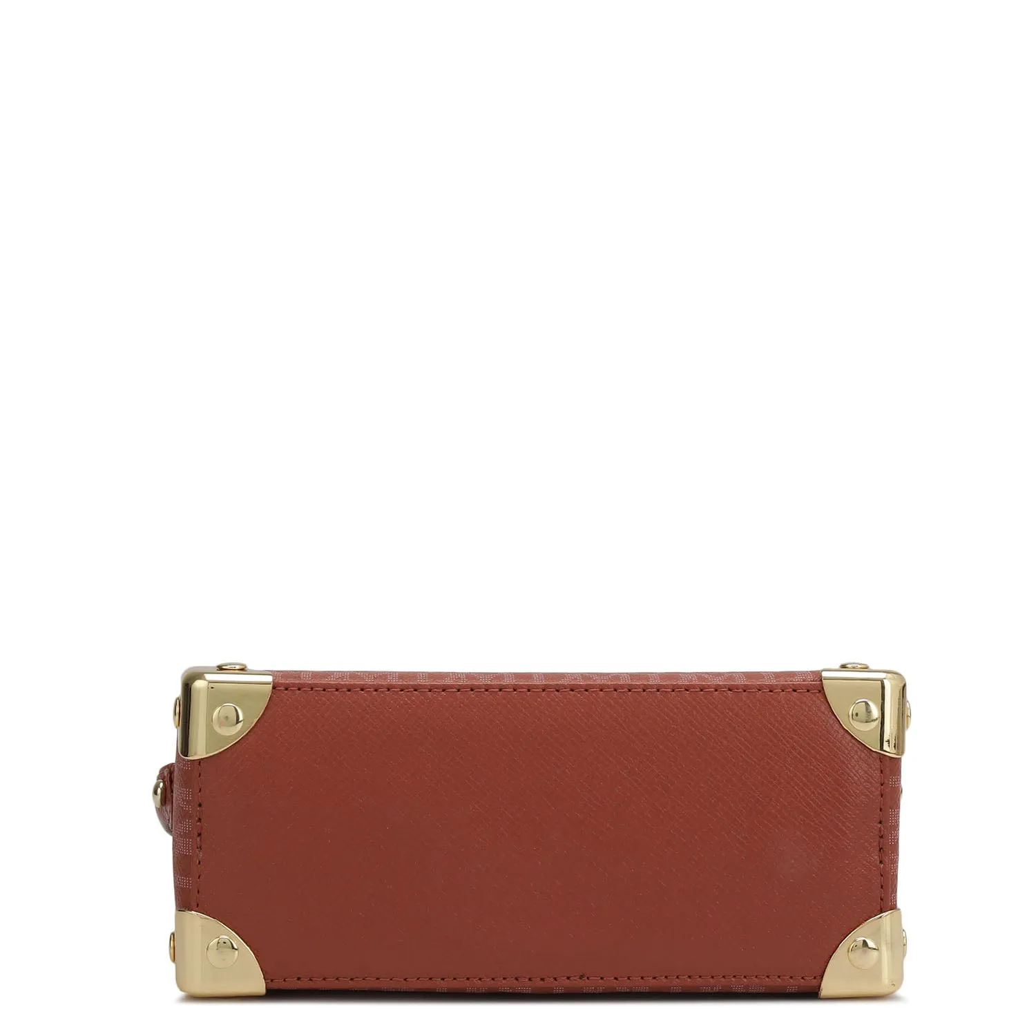 Small Monogram Leather Satchel - Brick