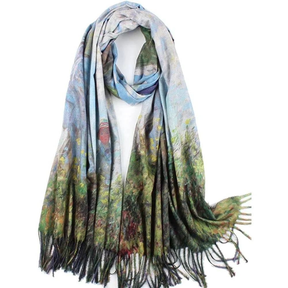 Soft Cashmere Feel Scarf For Women Elegant Art Print Winter Warm Scarves Large Shawl Wrap Monet Klimt Van Gogh Gifts | Multiple Colors