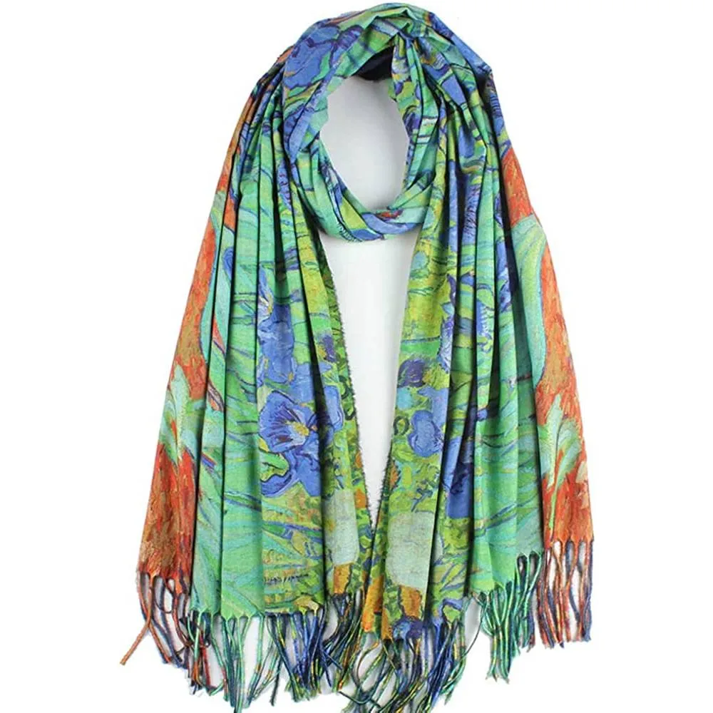 Soft Cashmere Feel Scarf For Women Elegant Art Print Winter Warm Scarves Large Shawl Wrap Monet Klimt Van Gogh Gifts | Multiple Colors