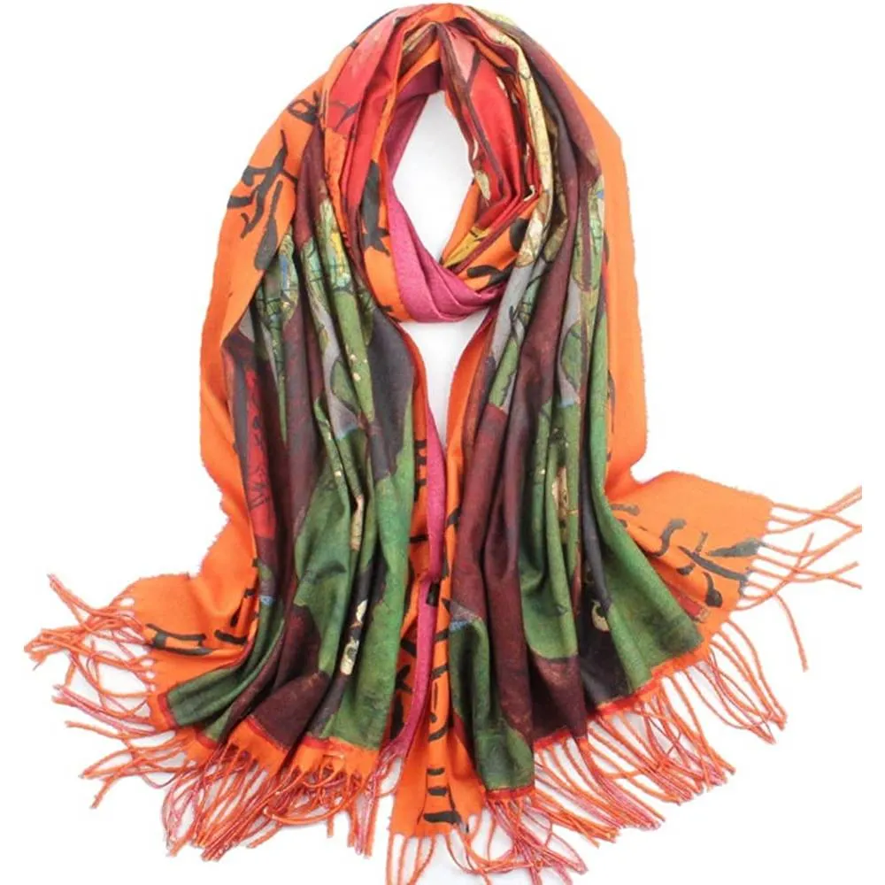 Soft Cashmere Feel Scarf For Women Elegant Art Print Winter Warm Scarves Large Shawl Wrap Monet Klimt Van Gogh Gifts | Multiple Colors
