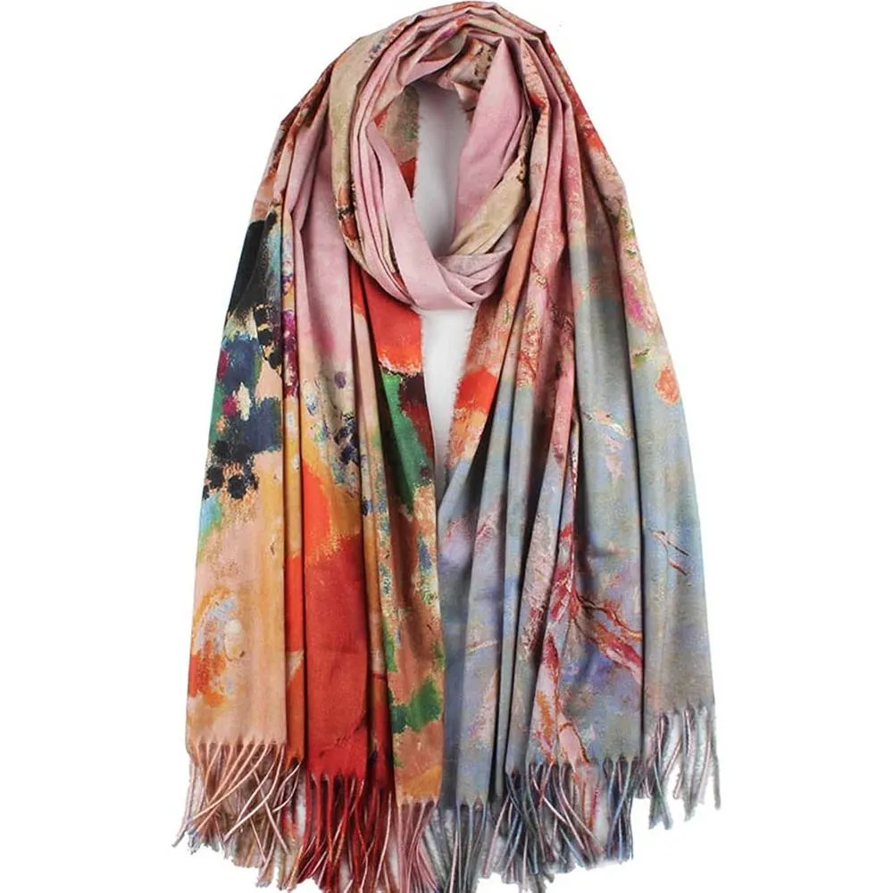 Soft Cashmere Feel Scarf For Women Elegant Art Print Winter Warm Scarves Large Shawl Wrap Monet Klimt Van Gogh Gifts | Multiple Colors