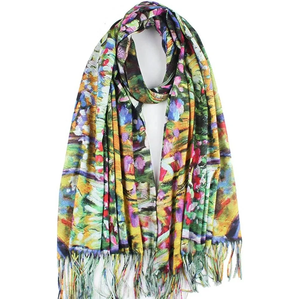 Soft Cashmere Feel Scarf For Women Elegant Art Print Winter Warm Scarves Large Shawl Wrap Monet Klimt Van Gogh Gifts | Multiple Colors