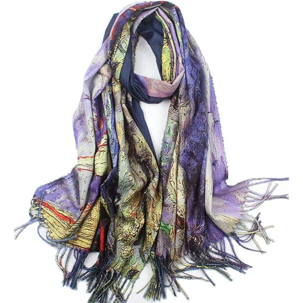 Soft Cashmere Feel Scarf For Women Elegant Art Print Winter Warm Scarves Large Shawl Wrap Monet Klimt Van Gogh Gifts | Multiple Colors