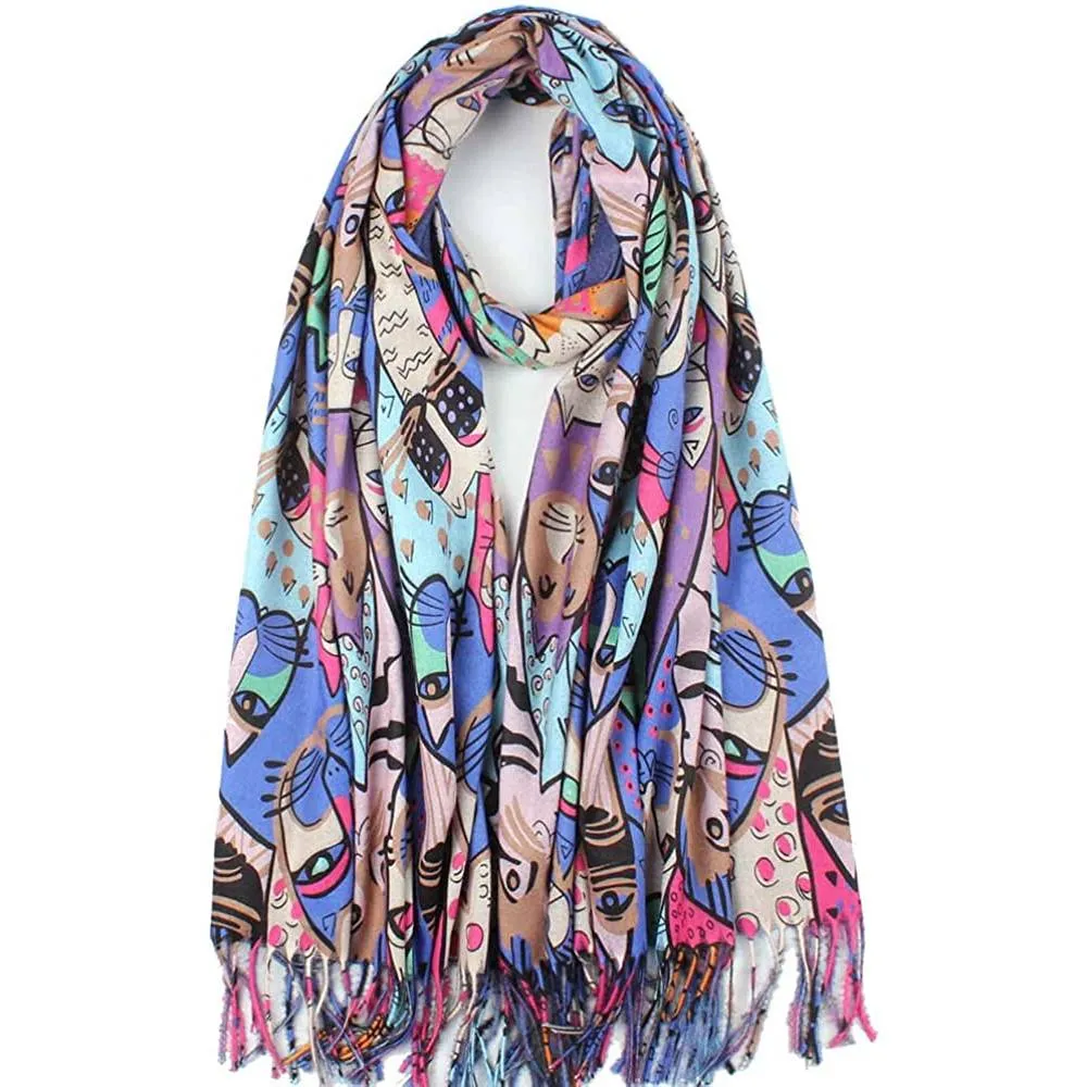 Soft Cashmere Feel Scarf For Women Elegant Art Print Winter Warm Scarves Large Shawl Wrap Monet Klimt Van Gogh Gifts | Multiple Colors